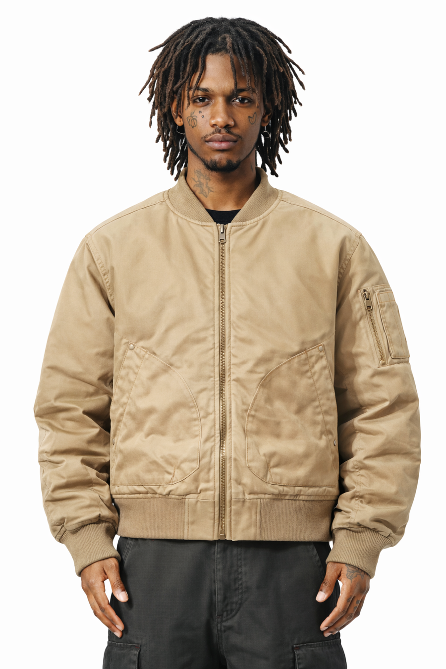 Reverse Bomber Jacket in Khaki