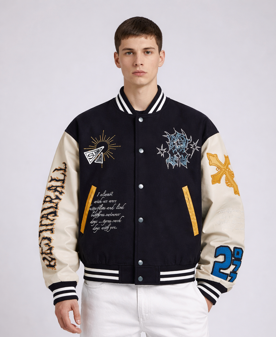 Torven Varsity Jacket in Navy